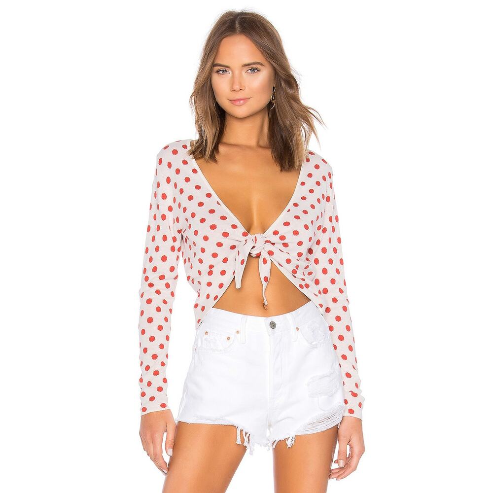 NWT Callahan Olivia Tie Front Polka Dot Sweater